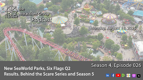 Season 4, Episode 026- New Sea World Parks + Six Flags Q2 Report | The Attractions Group Podcast