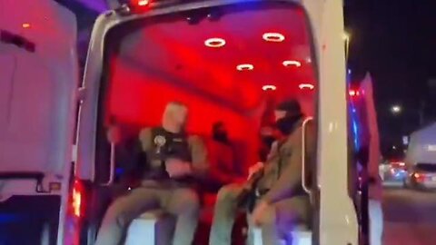 Maduro being paraded through the streets of new york in a van with all the doors open