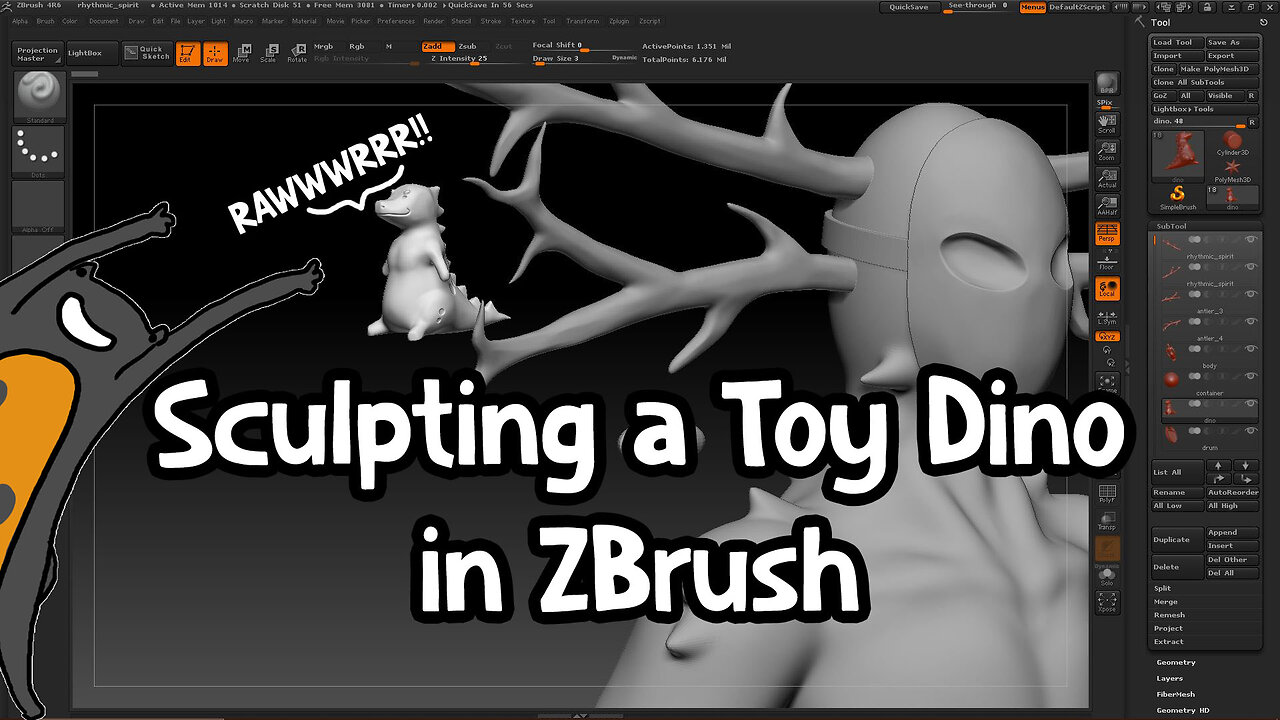 Sculpting a Toy Dino in ZBrush
