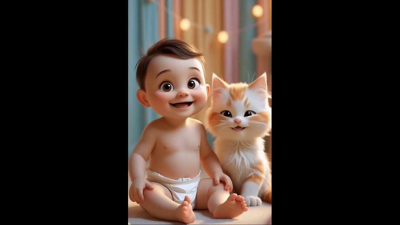 The baby and the kitten are laughing 😂 🐱 👶