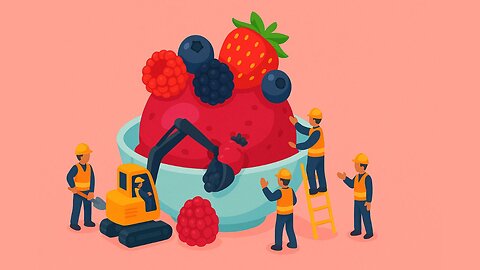 Tiny Workers Build Berry Ice Cream in Cold-Chamber Engineering! 🫐🧊