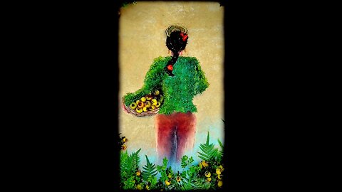 Creative Artwork Using Leaves & Branches | Girl Holding Fruit Basket