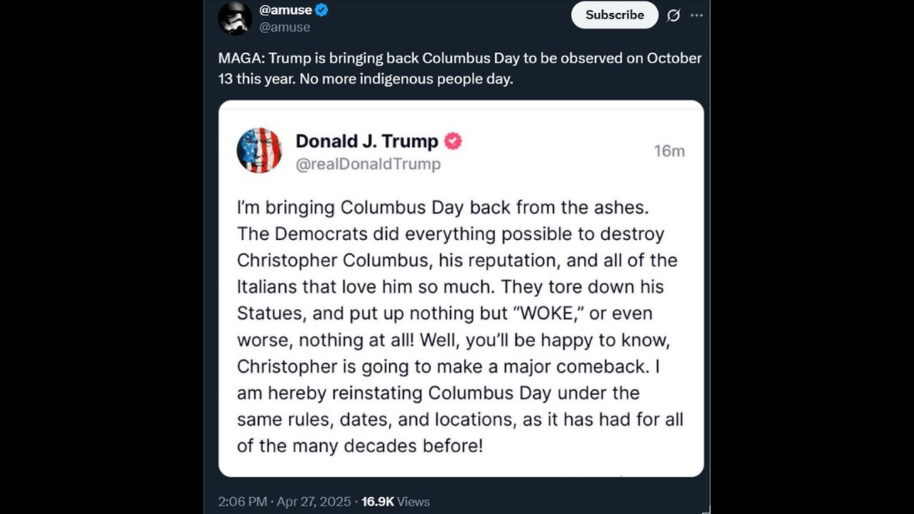 MAGA: “He discovered America is what he did. He was a brave Italian explorer. And