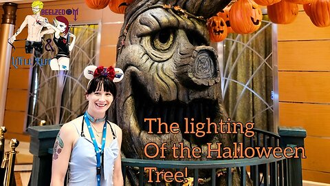 The lighting of the Halloween tree!