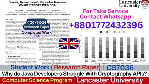 Client Work (Research Paper) | CS7036 Java Cryptography API Research | Lancaster University