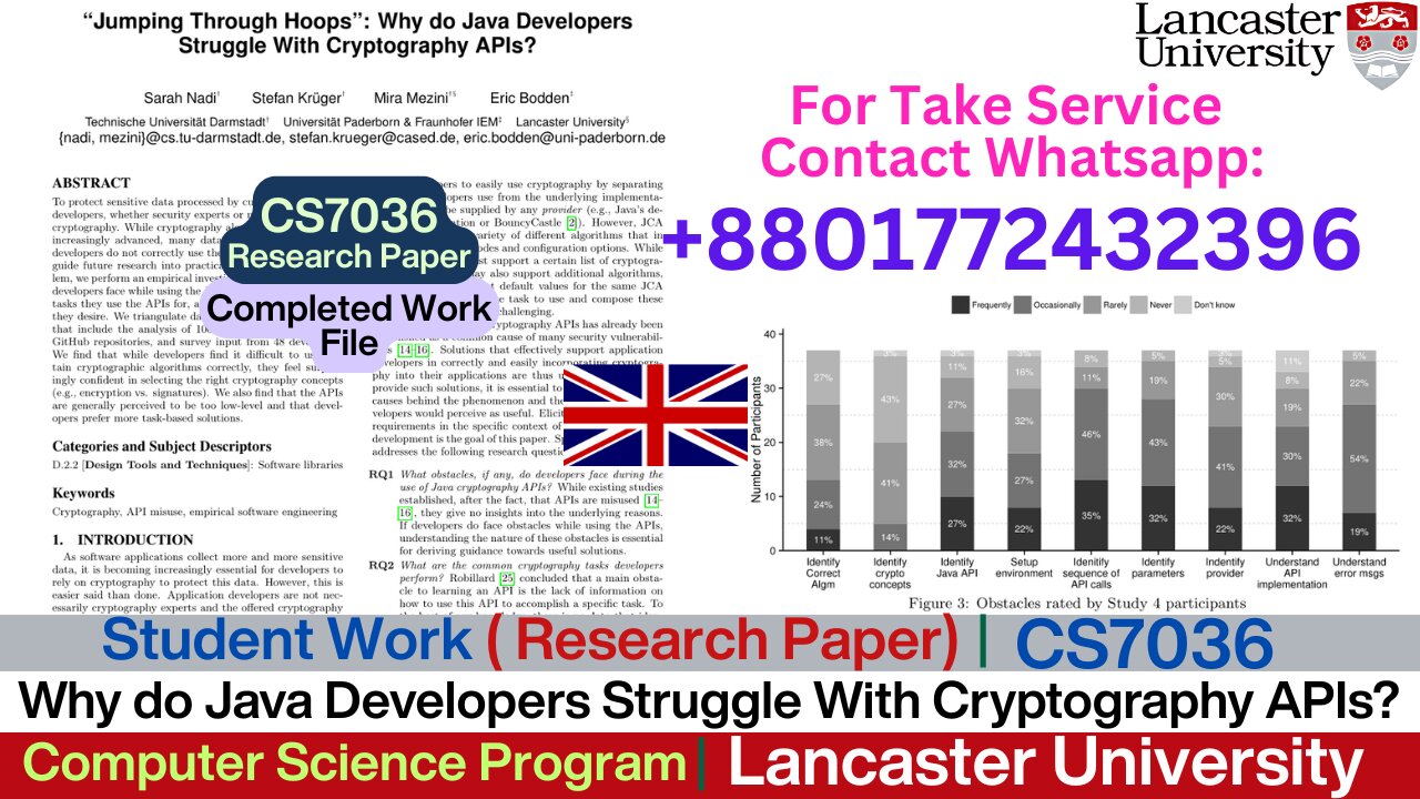 Client Work (Research Paper) | CS7036 Java Cryptography API Research | Lancaster University