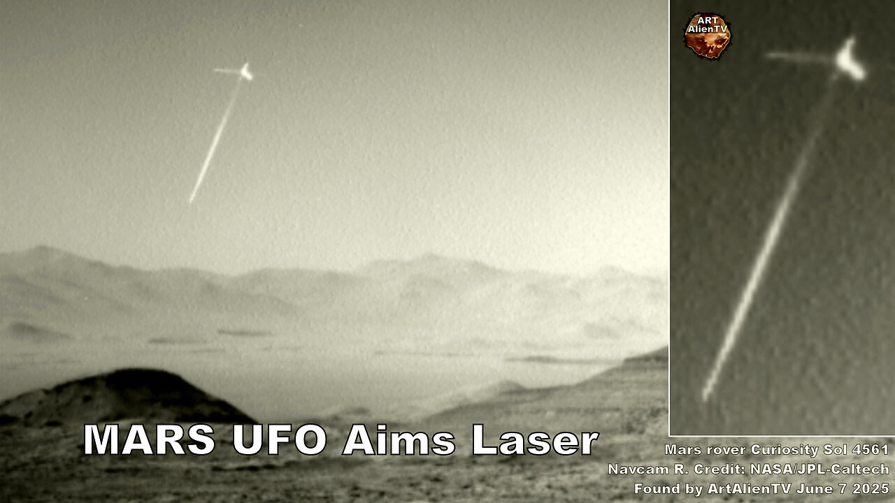 MARS UFO Aims Laser Near Curiosity. Spy Drones. ArtAlienTV