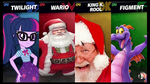 Human Twilight Sparkle vs Santa Claus (Wario) vs Santa Claus (K Rool) vs Figment [Angel Request]