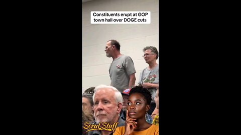 Constituents erupt at a town hall At a G o.P town hall They stifle their free speech. #budgetcuts