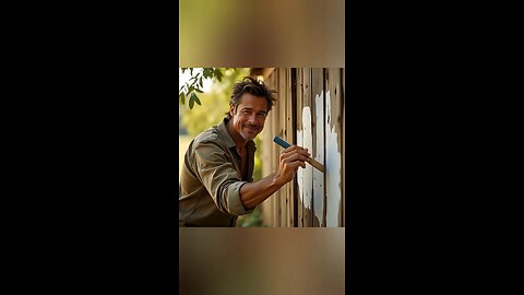 Brad Pitt paints the fence