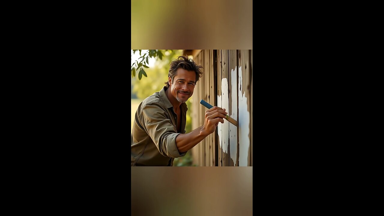 Brad Pitt paints the fence