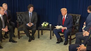 President Trump has a Pull-Aside with the President of the Argentine Republic