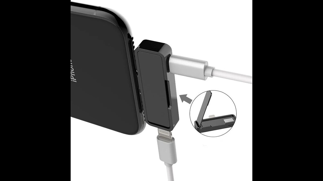 3-in-1 Lightning Headphone Splitter Adapter & Phone Holder, Support Music+Charge+Call+Volume Control