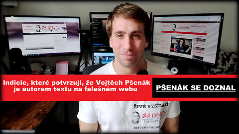 Indicie, které potvrzují, že Vojtěch Pšenák je autorem textu na falešném webu