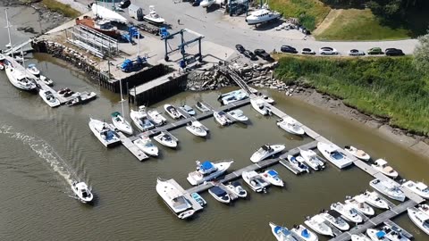 Royal River Boat Boatyard & Boat Repair, Yarmouth Maine Aerial View