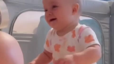 Try not to laugh| baby plays with mom