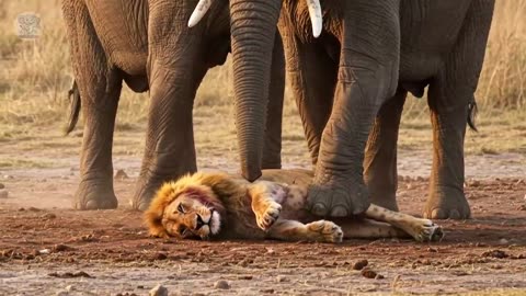 The lion was attacked by a herd of elephants and waited to die, then a miracle happened