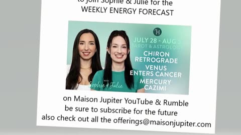 Set your reminders to join @Sophie Maison Jupiter & @Julie Maison Jupiter 12pm ET 7-28-25