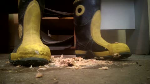 Rubber Firefighter Boots Crushes Sandwiches - Male Content