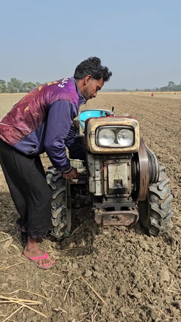 The driver is starting the diesel engine