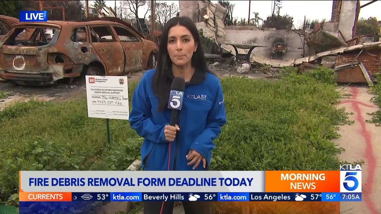 The deadline for the fire debris in Eaton and Palisades is Tuesday.