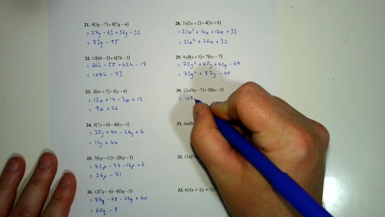 Expanding Brackets 1 - Solutions