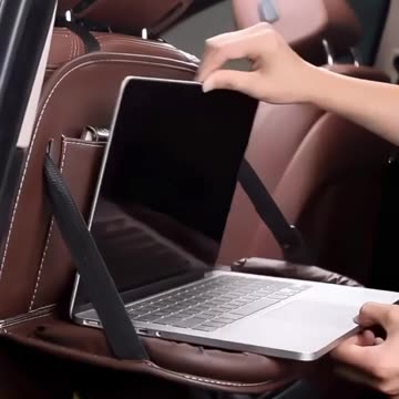 Luxury PU Leather Car Seat Back Organizer with Foldable Tray