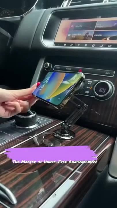 Magnetic Car Wireless Charger 360 Rotation Metal Foldable Charging Stand