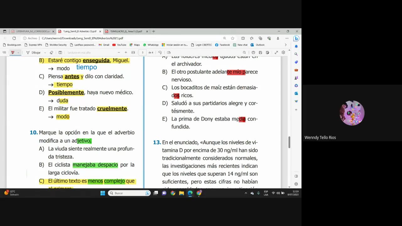 PAMER SEMESTRAL 2023 | Semana 09 | Lenguaje: Adverbio