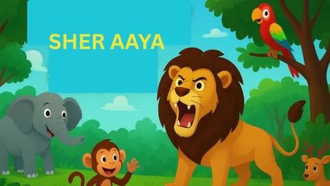 Sher Aaya Sher Aaya | Jungle Ka Raja Hai Aaya | Hindi Kids Moral Rhyme | Toddler Creative Hub