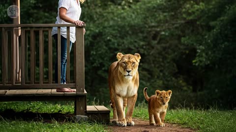 Two lions appear on a girl's porch, what happens next will make you cry