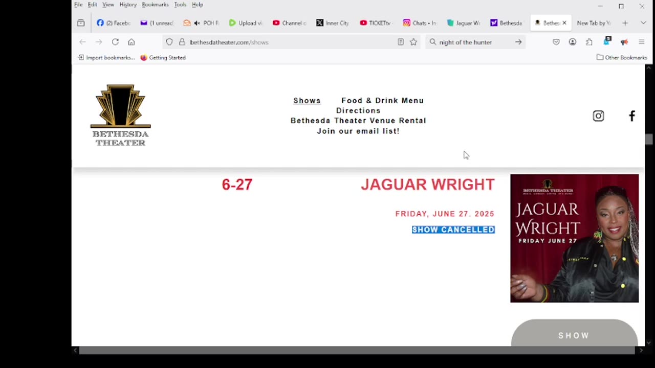 JAGUAR WRIGHT SHOW CANCELLED