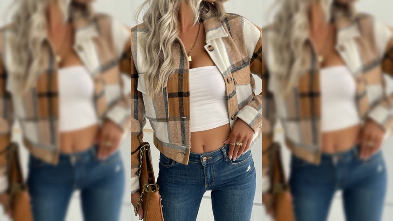 Plaid Button-Down Crop Jacket