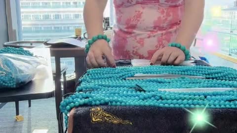 250521-14 Sleeping Beauty Turquoise Bead Strand: A Flowing Blue Dream Around the Neck
