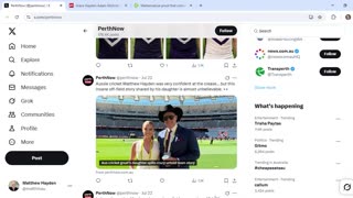 Perth Now features Matthew Hayden, Hayden Young, Matthew Perry in quick succession