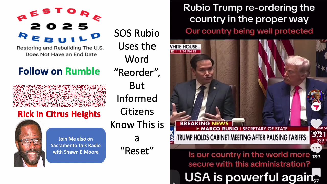 SOS Rubio Says "Reorder" But Informed Citizens Know This is a Reset