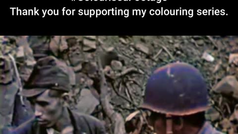 1945 US Marine and Japanese Soldier Share a Cigarette on Iwo Jima #ColourisedHistory