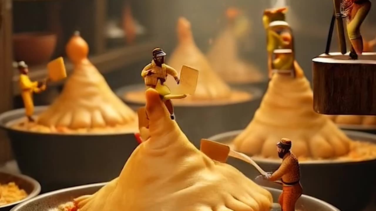 little workers take on giant vegetables! ♻️ Watch as they workers🎁🍔🥮