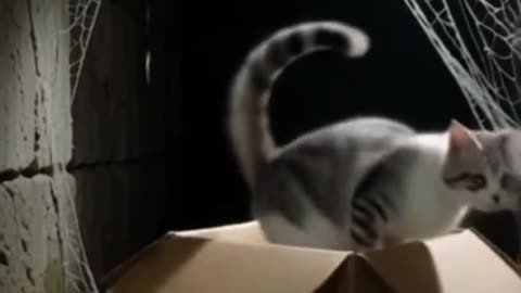 From 100 Problems to Zero – Cat Jumps the Box Effortlessly😅🤣🤣🤣