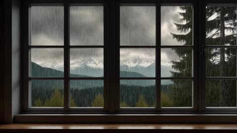 Rain Sound On Window - Heavy Rain for Sleep, Study and Relaxation, Meditation Cozy Window Rain