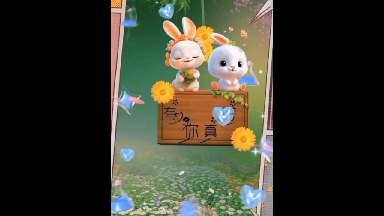 "Two Singing Rabbits on a Swing | Colorful Flower Adventure"