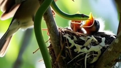 Snake attack bird