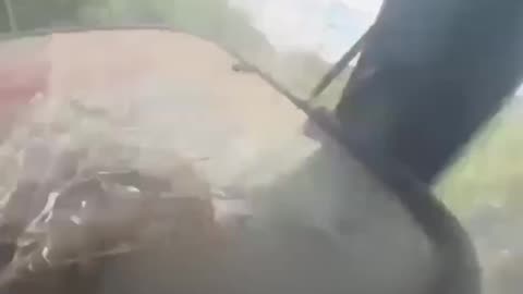 Ukrainian Drone Goes Straight Through Windshield of Transport Van