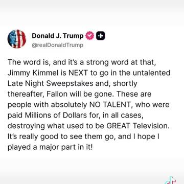 POTUS predicts Jimmy”Cheese Pizza”Kimmel Is Next On The Chopping Block.. 🤞