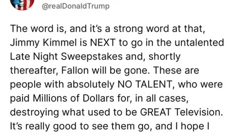 POTUS predicts Jimmy”Cheese Pizza”Kimmel Is Next On The Chopping Block.. 🤞
