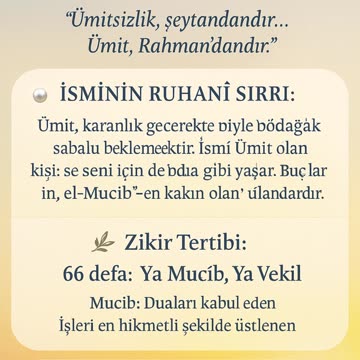 Ümit İsminin İlahi Sırrı! | 66 Zikirle Kalbini Onar”
