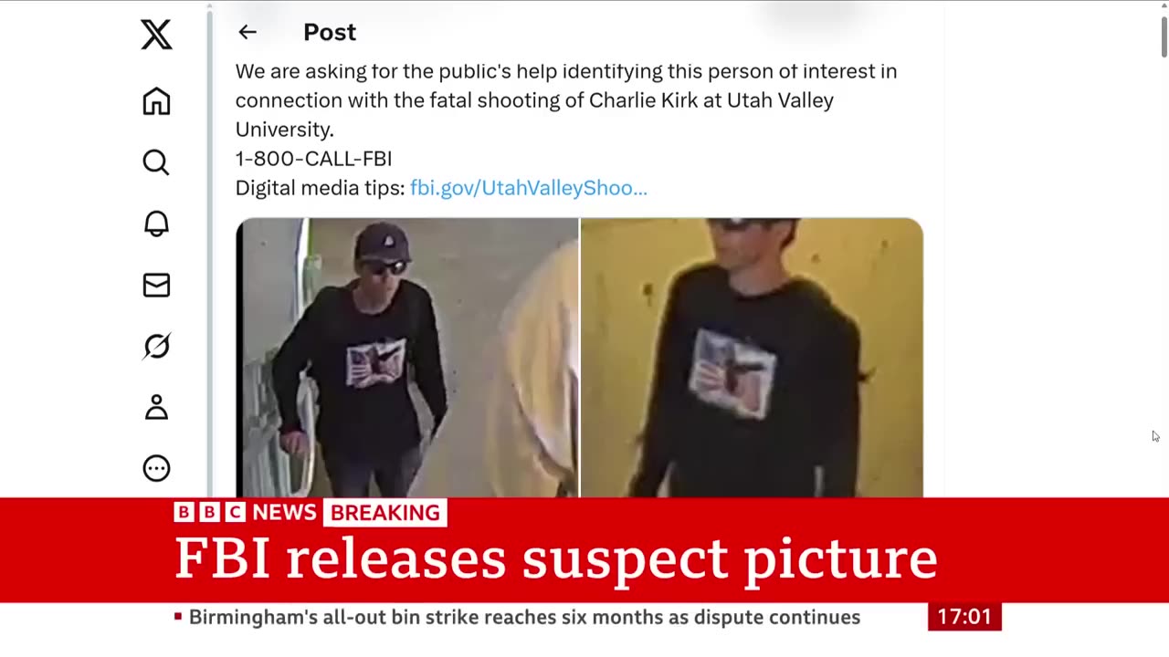 FBI | releases images os person of interest in charlie kirk shooting