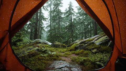 🌧️ Rainy Forest Camp Ambience ⛺ | Rain on Tent, Rocks & Trees | 3-Hour ASMR