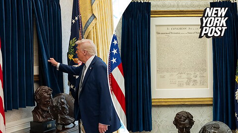 Trump shows off display of Declaration of Independence hanging in Oval Office