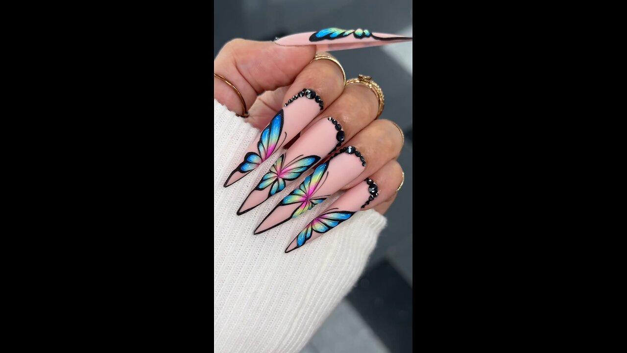 🦋 Colourful Butterfly Nails Art – Creative & Stunning Nail Design Tutorial 💅🌈